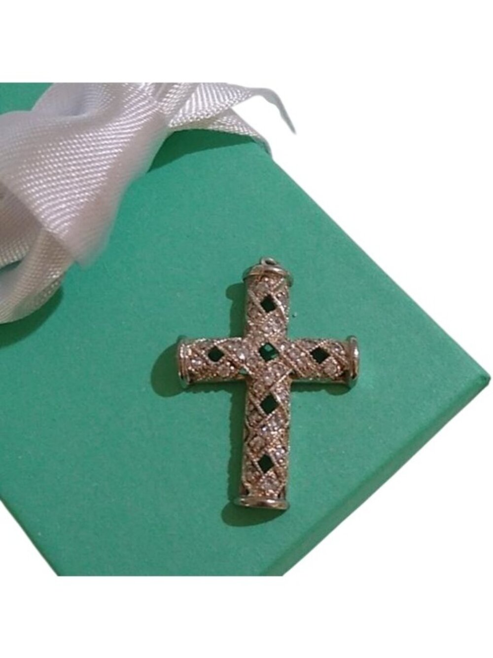 Sterling Silver Cross Pendant with Clear CZs